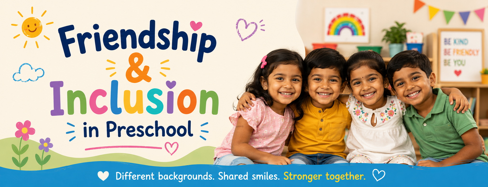 friendship inclusion diversity best play school in Ghaziabad The Little Scholar Kavi Nagar kindness empathy preschool children
