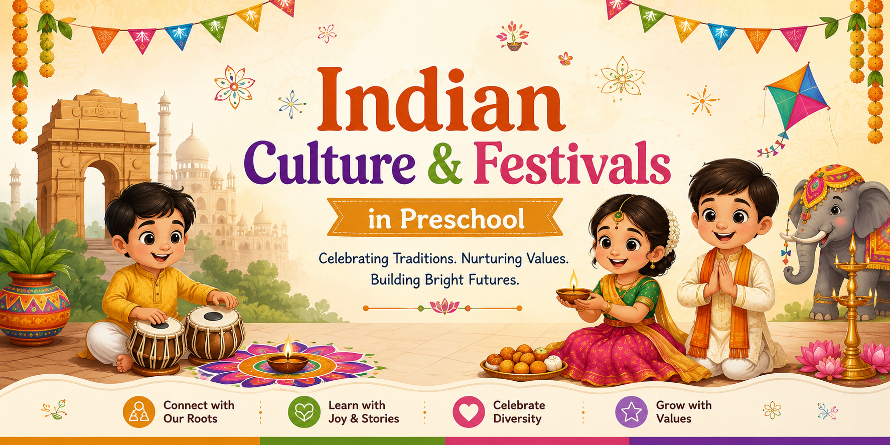 Indian culture festivals storytelling preschool learning best play school in Ghaziabad The Little Scholar Kavi Nagar Diwali rangoli